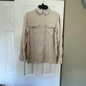 Chaus 100% Silk Cream Utility Blouse